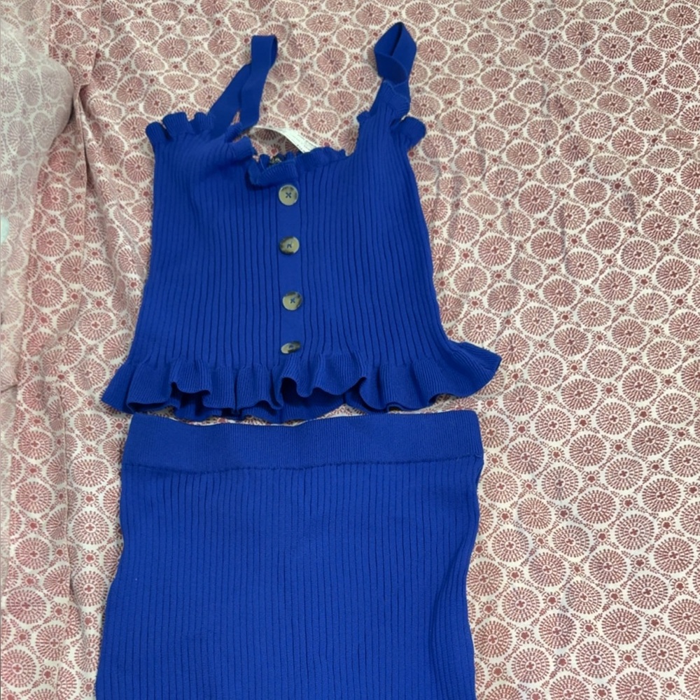 Ribbed Royal Blue Pencil Skirt – Sleek Knit Style